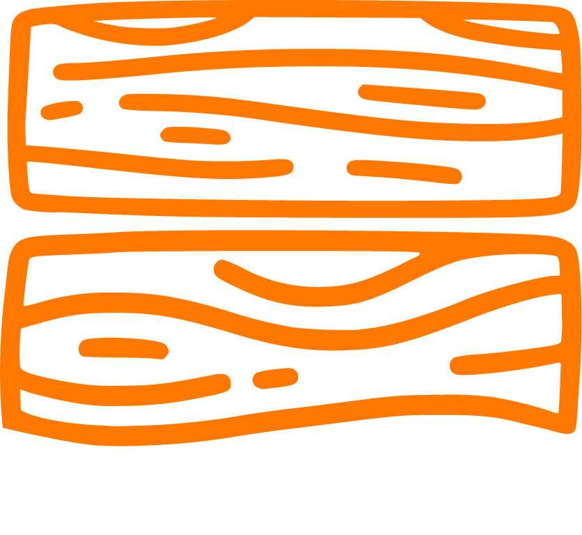 Eine grafische Illustration zeigt geschwungene orange Linien auf transparentem Hintergrund.