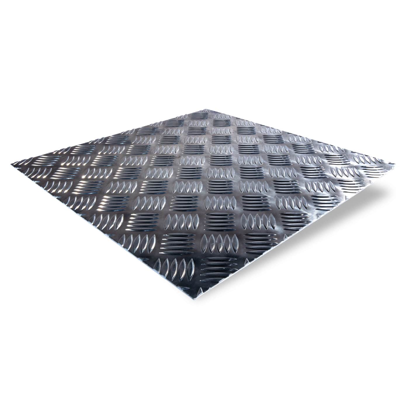 Aluminium Quintett-Riffelblech mit markanter gerippter Struktur.
