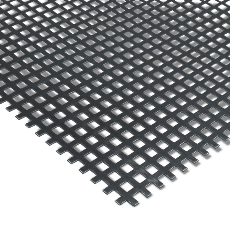 Quadratisches Aluminium-Lochblech Qg 5-8 in perspektivischer Nahaufnahme.