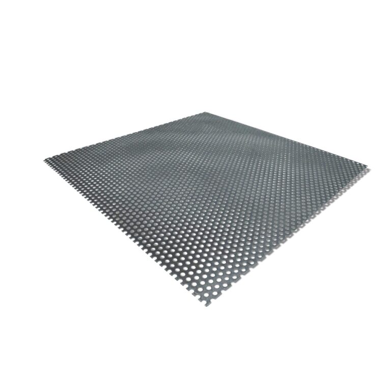 Dieses Aluminium-Lochblech Rv 5-8 zeigt eine komplette Platte mit runden Öffnungen.