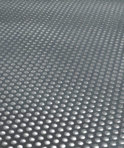 Dieses Aluminium-Lochblech Rv 3-5 zeigt eine komplette Platte mit runden Öffnungen.