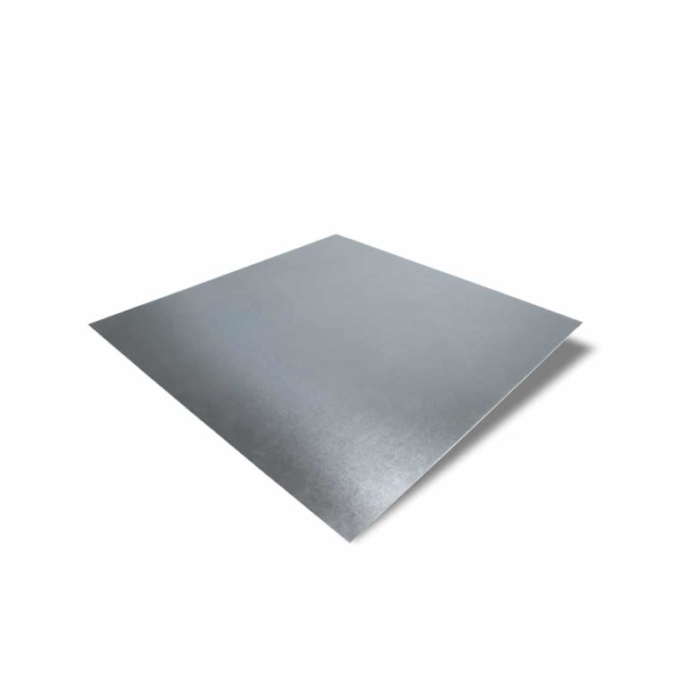 Rechteckiges Aluminiumblech in schlichter, glatter Ausführung.