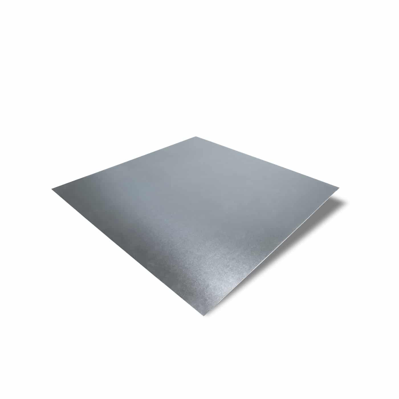 Rechteckiges Aluminiumblech in schlichter, glatter Ausführung.