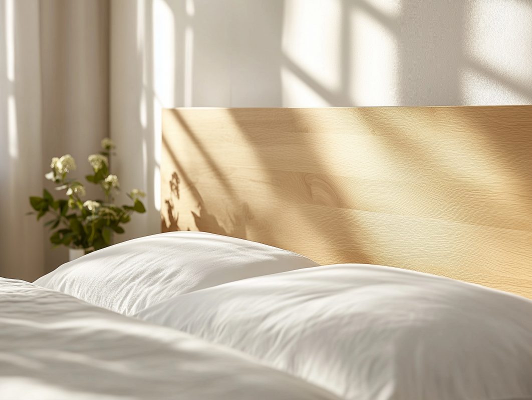 Maßangefertigtes Bett aus Eiche mit Laserkante.