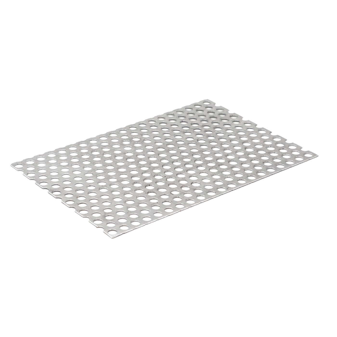 Rund gelochtes Metallblech mit regelmäßiger Struktur.