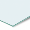 Ein klares ESG Glas liegt flach und zeigt eine saubere, transparente Glasfläche.