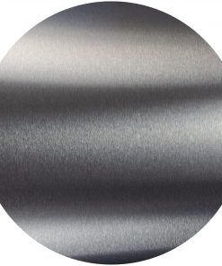 Runde V2A-Edelstahlplatte mit gebürsteter, reflektierender Oberfläche in Silberoptik.