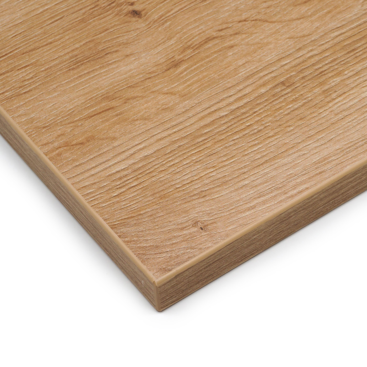 Maßgefertigte Dekorplatte Eiche Natur mit 2mm ABS-Kante für hochwertige Möbelprojekte.