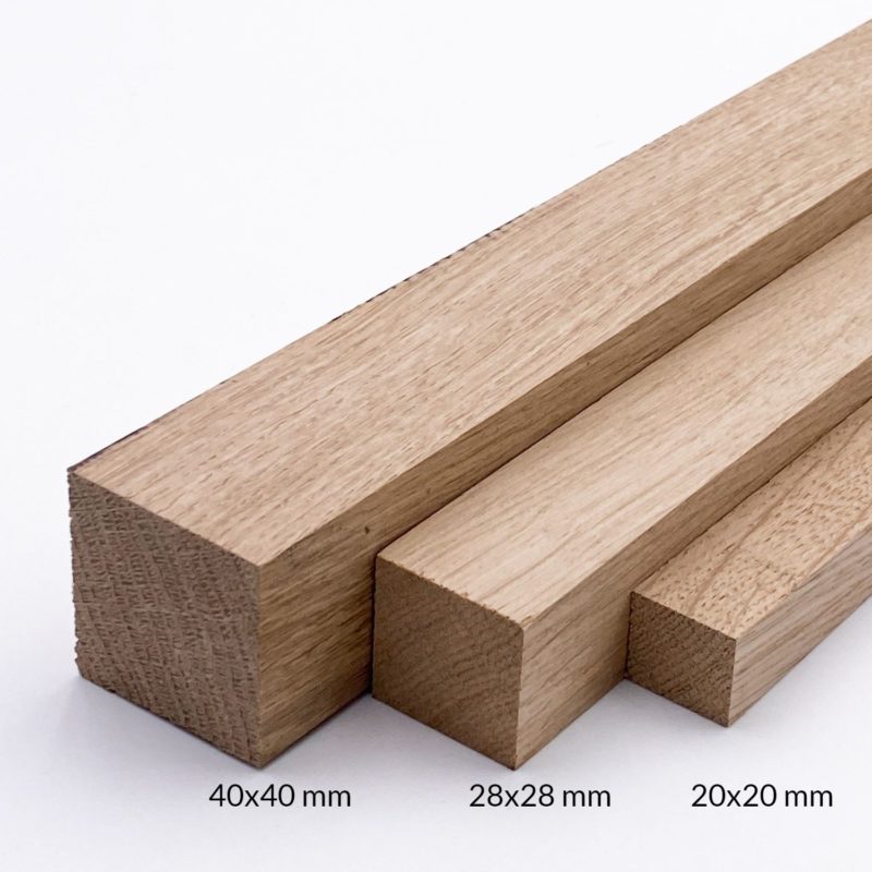 Eichenleisten in den Stärken 20mm, 28mm und 40mm.