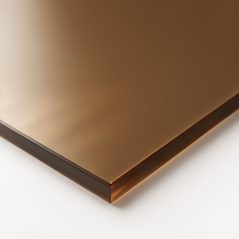 Bronze getöntes Floatglas mit glatter Oberfläche und Kante.