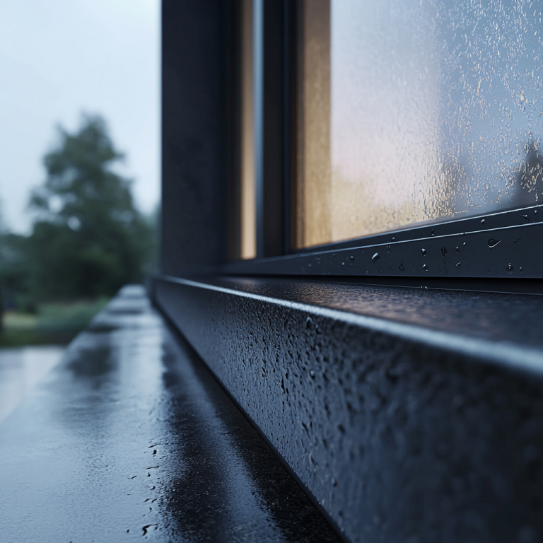 Gekantetes Farbblech in passgenauer Form, dient als Fensterblech zur optischen Aufwertung und zum Schutz des Fensters.