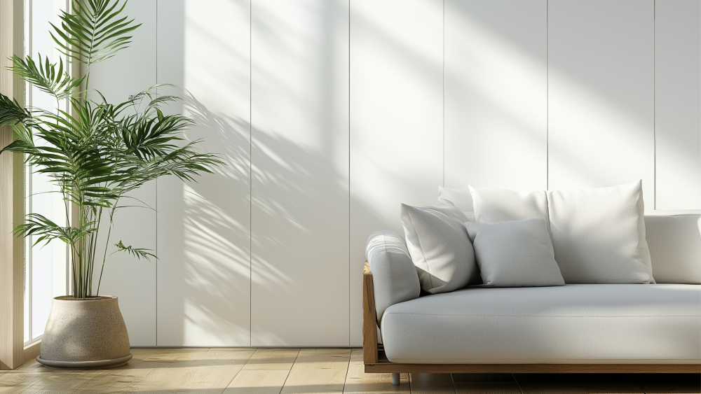 Innenraum mit Wandverkleidung aus weißem Farbblech, das eine glatte und moderne Oberfläche bietet.​