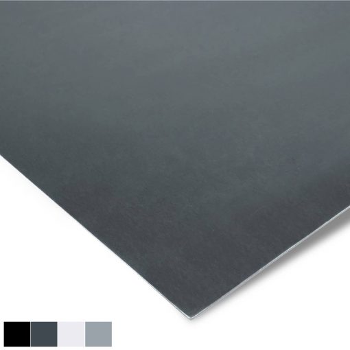 Farbfächer mit Alutafeln in GBD Alu glatt, präsentiert in verschiedenen Grautönen zur Veranschaulichung von Farbvarianten.​
