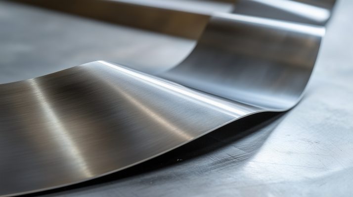 Nahaufnahme eines präzise gekanteten Blechteils mit glatten Kanten.