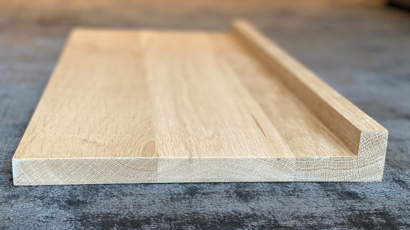 aufgedoppelte Kante bei einer Holz Fensterbank