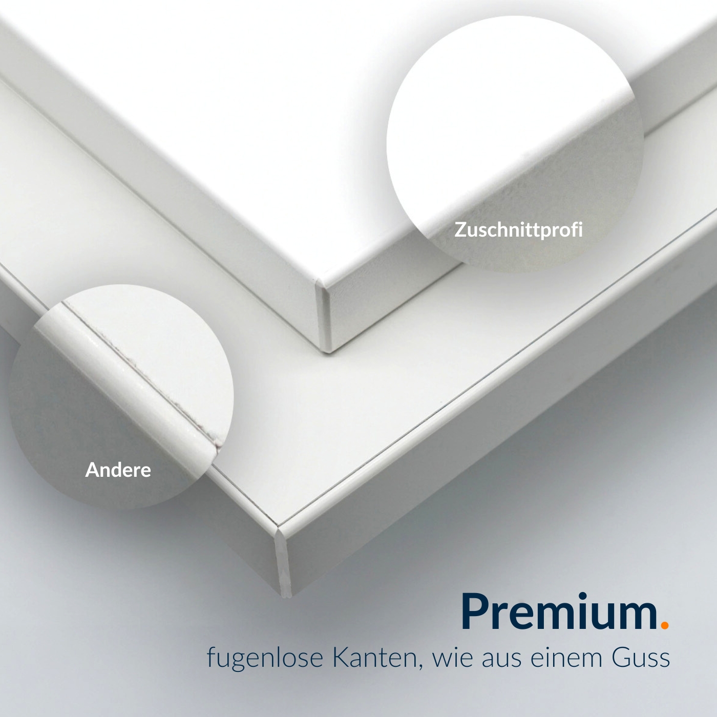 Vergleich zwischen Laserkante und normaler Kante.