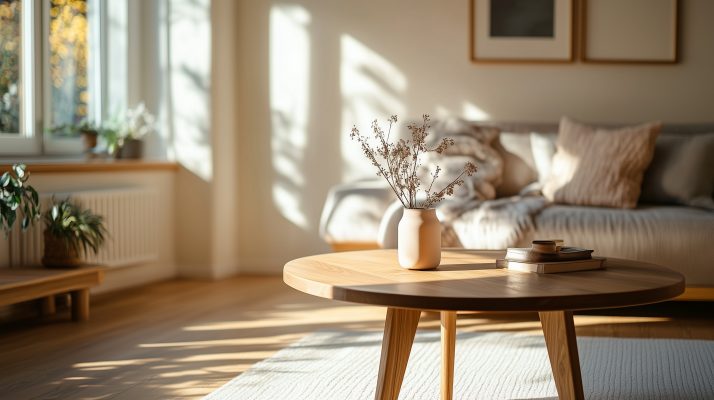Massivholztisch aus dunklem Kernholz.