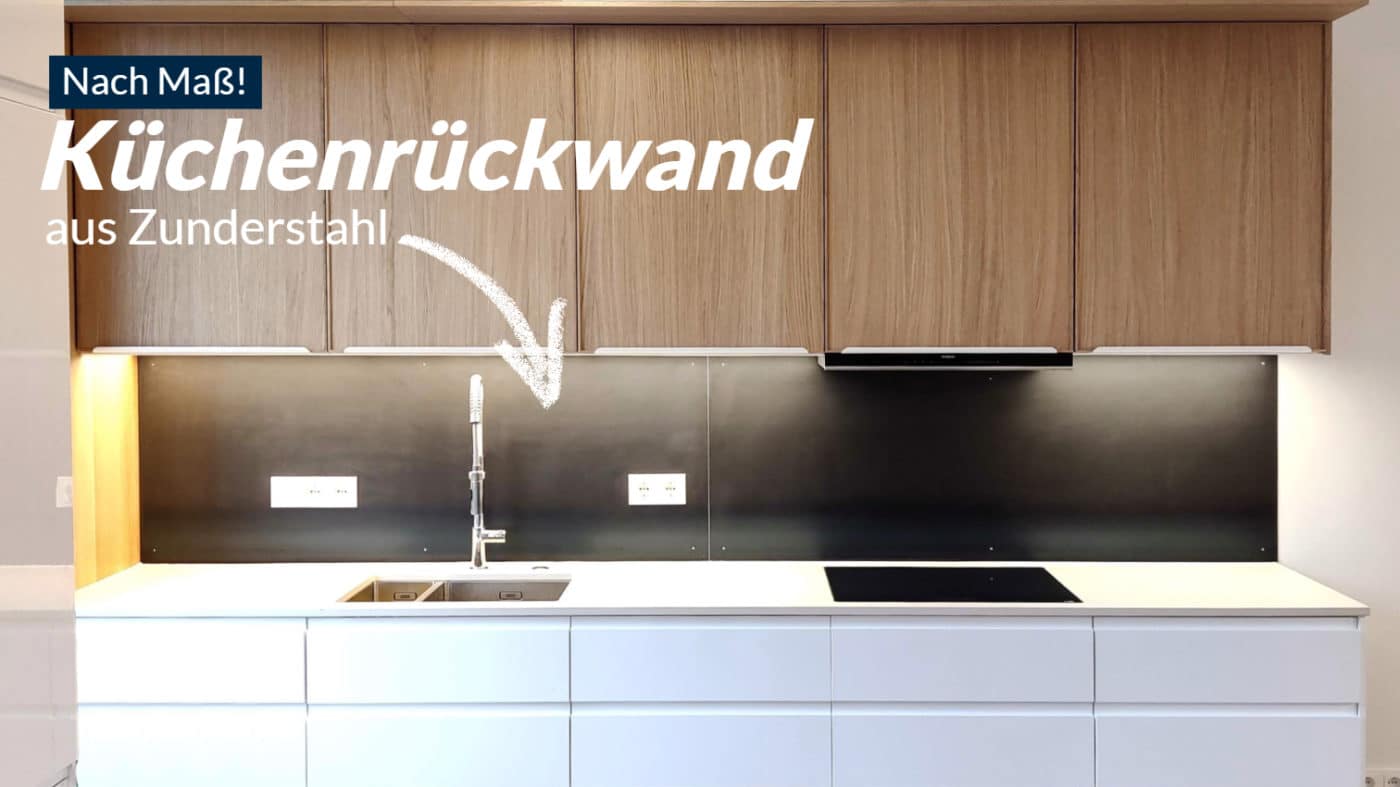 Küchenrückwand als Spritzschutz aus Schwarzstahl auf Maß günstig