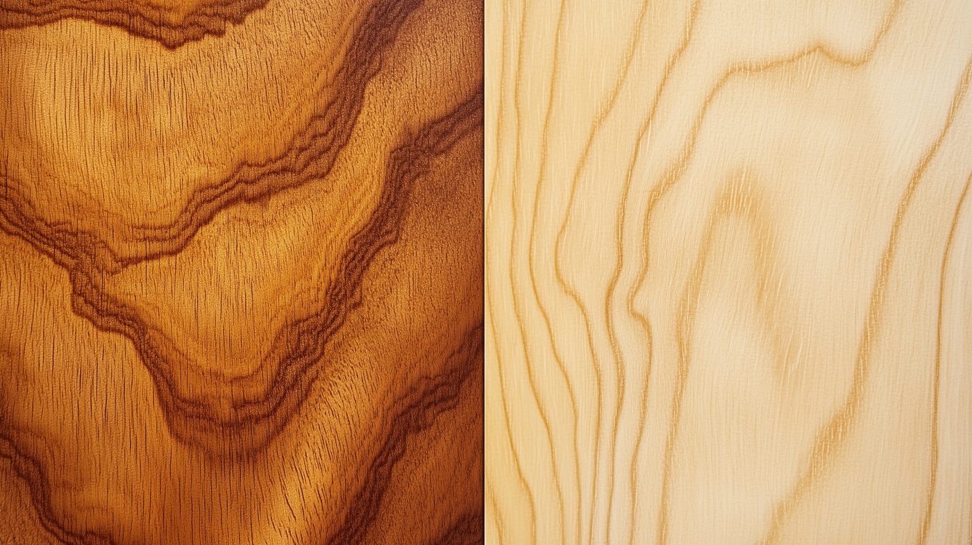 Vergleich: lackiertes vs. lasiertes Holz nebeneinande