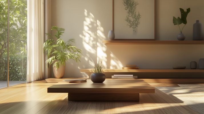 Individuell angefertigtes Wohnzimmer aus Laubholz.