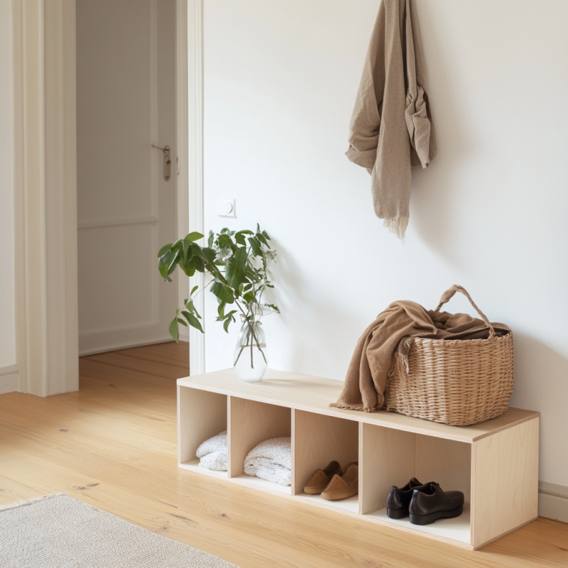 Multiplexplatten verbaut in einem Schuhregal
