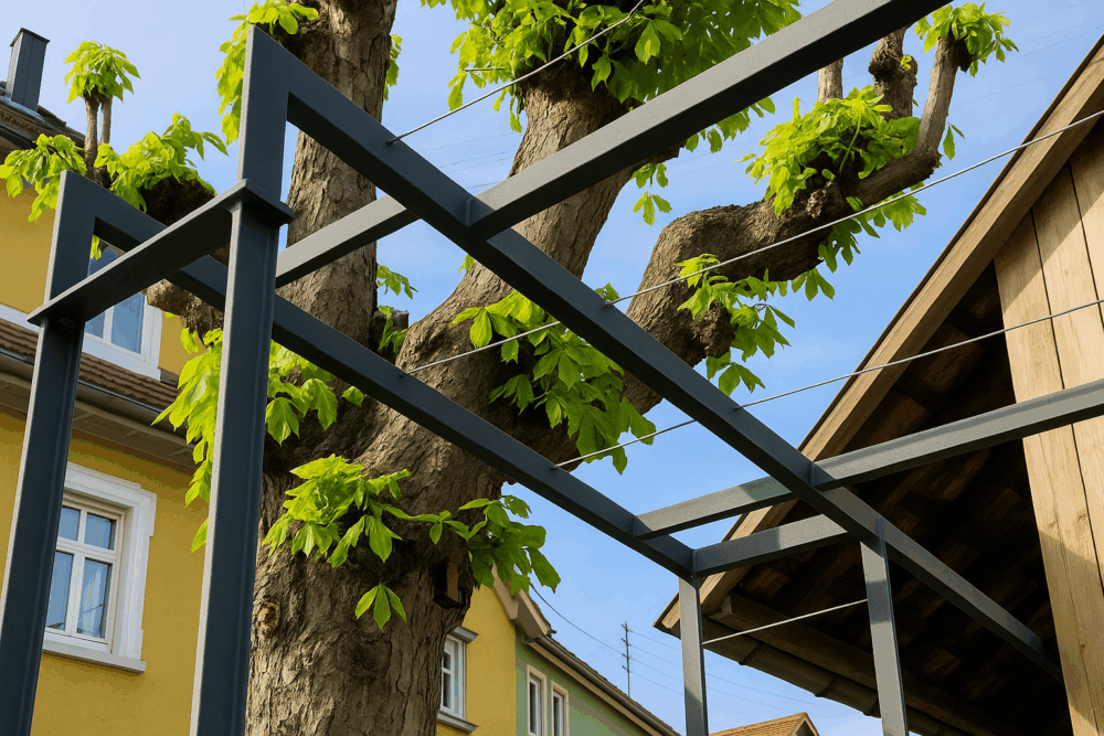 Robust, langlebig und elegant – perfekte Struktur für Pflanzen und Schatten.