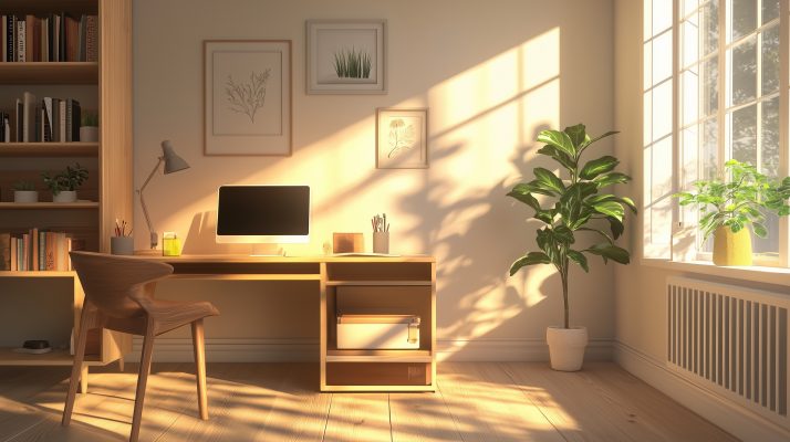 Arbeitszimmer aus schattentolerantem Holz.
