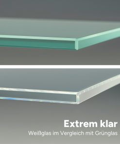 Weißglas und Grünglas im direkten Vergleich der Klarheit.