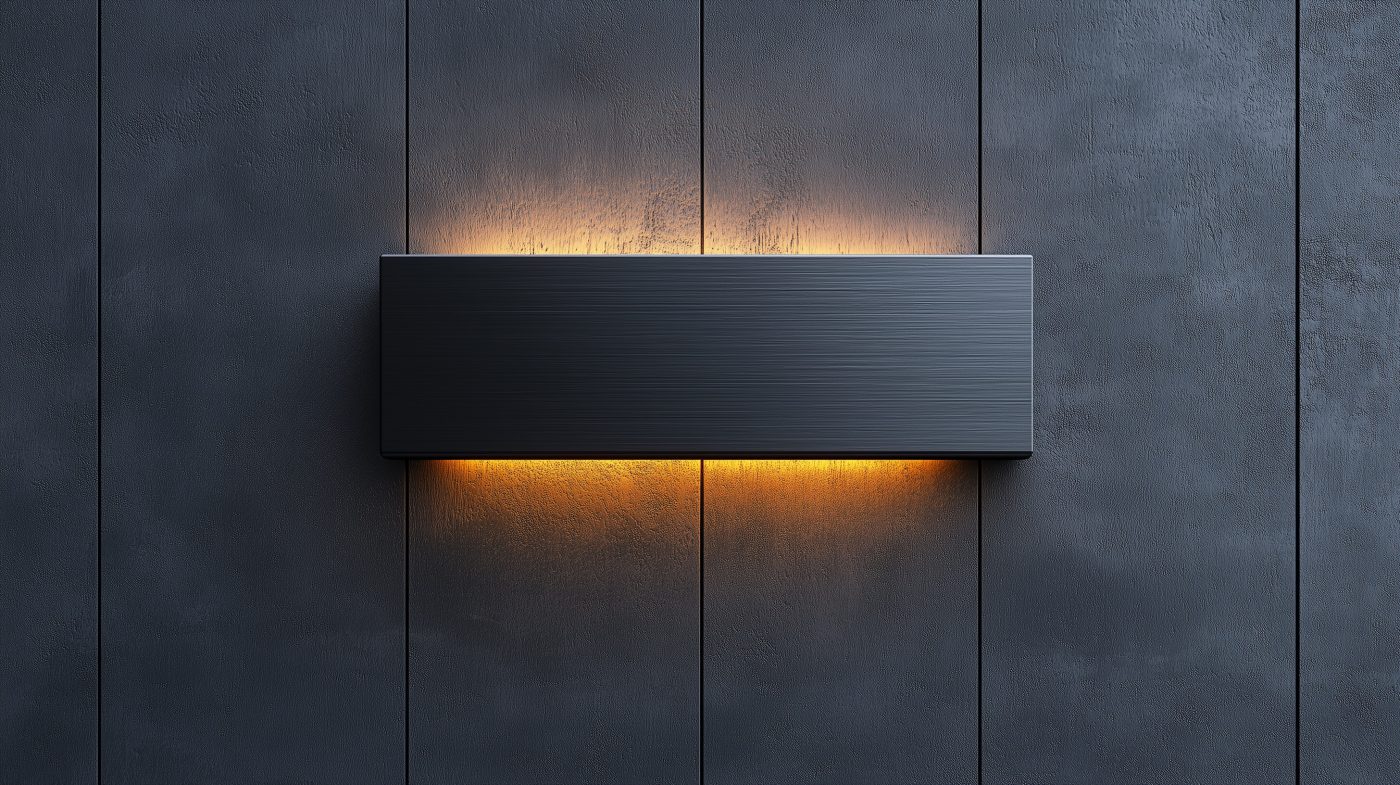 Wandlampe aus Aluminium mit warmer Beleuchtung.