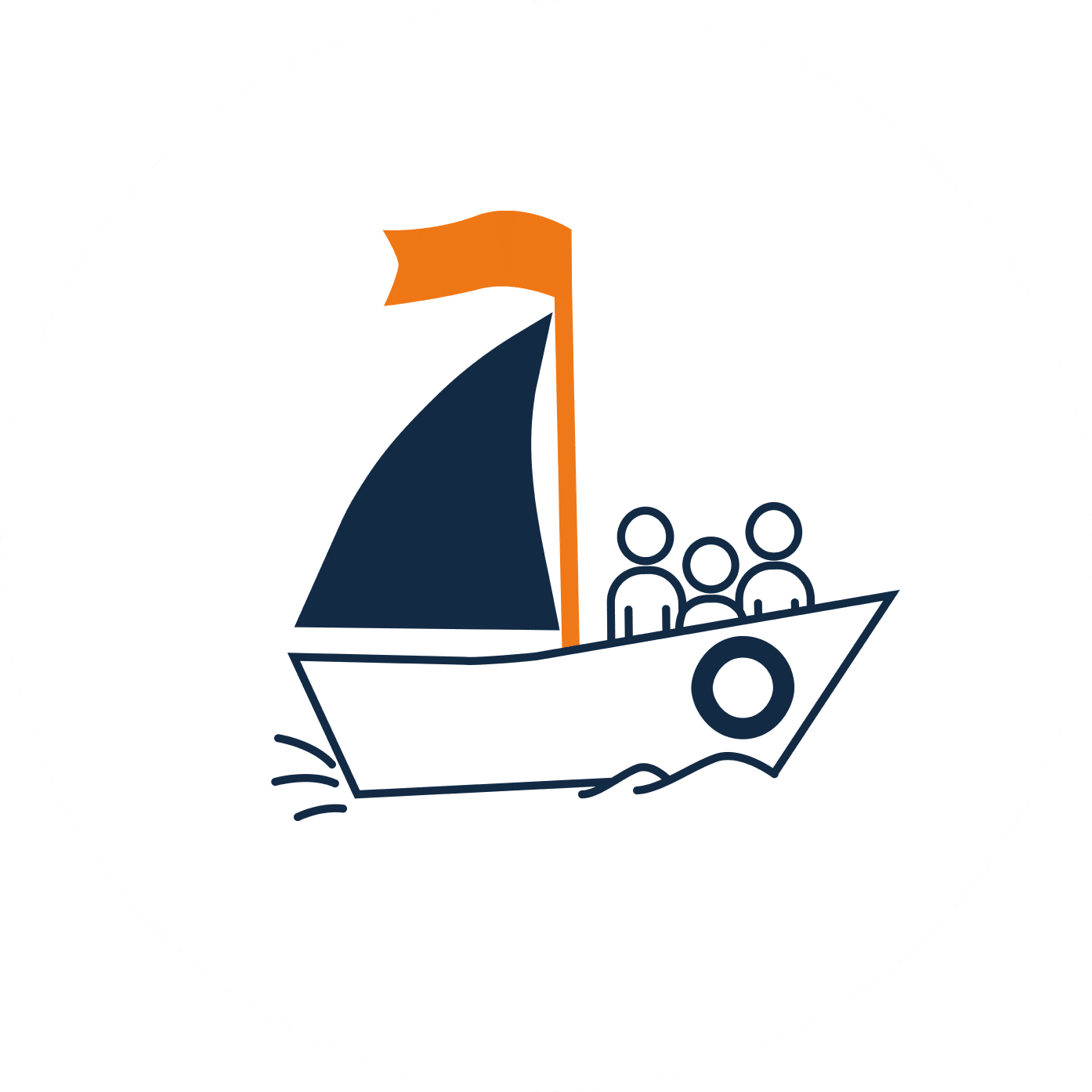 Das Icon zeigt ein Boot als Symbol für gemeinsames Vorankommen und Orientierung.
