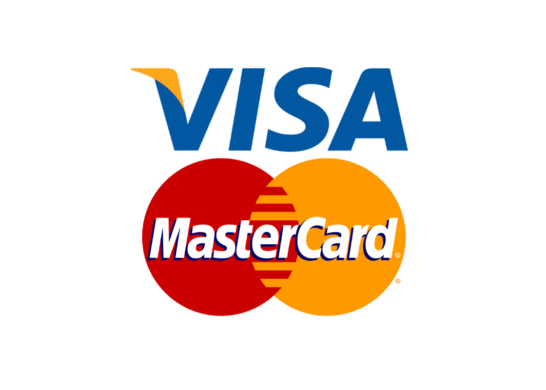 Die Logos von Visa und Mastercard stehen für unterstützte Zahlungsmethoden.