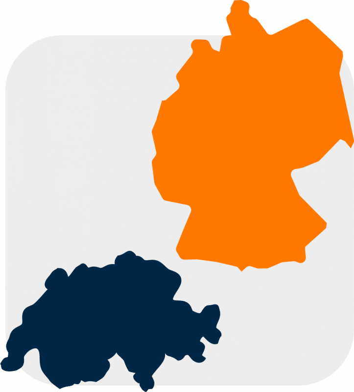 Die Umrisse von Deutschland und der Schweiz sind als farbige Karten dargestellt.