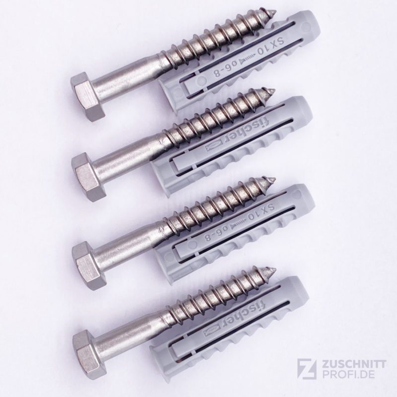 set A2 Edelstahlschrauben mit Fischer Dübeln