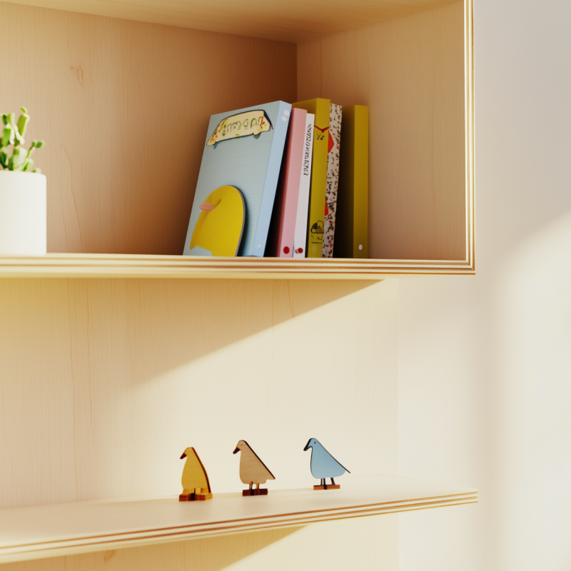 Multiplexplatten verbaut in einem Bücherregal